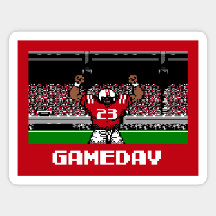 Red and White Football Gameday Retro 8 Bit Linebacker W Magnet